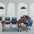 thumbnail image 2 of Regency Kee 48" x 24" Height Adjustable Mobile Classroom Table - Cherry & 2 Andy 18-in Stack Chairs- Navy Blue, 2 of 7