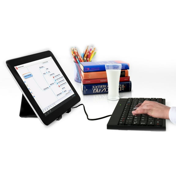 iMounTEK Tablet PC Stand USB Mini Keyboard Set with Tablet PC Organize Bag Suit for Tablet Under 10in, Black