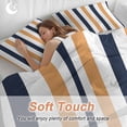 thumbnail image 4 of 3 Piece Burnt Orange Navy Blue Striped Duvet Cover Set Full Size, Microfiber Comforter/Quilt Cover with Corner Ties and 2 Pillowcases, Farmhouse Stripe Art All Season Soft Bedding with Zipper Closure, 4 of 8