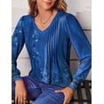 thumbnail image 5 of Fantaslook Long Sleeve Shirts for Women Fall Tops Dressy Casual Blouses Pleated V Neck Tunic Tops, 5 of 8