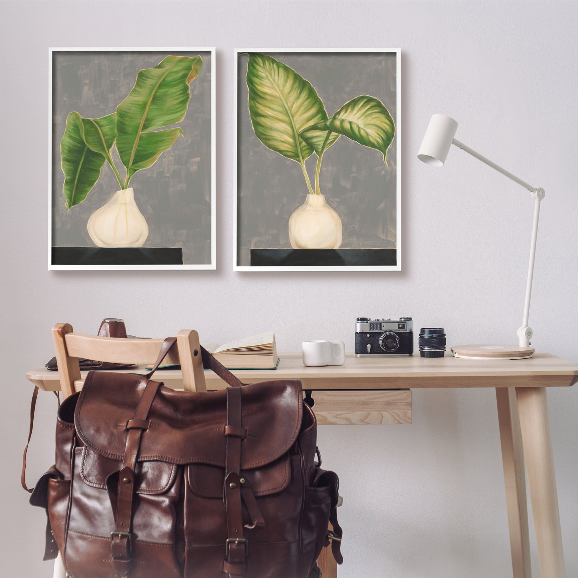 Stupell Indtries Large Palm Leaf Potted Plants Interior Still Life,24 x 30,Design by Jennifer Goldberger&nbsp;