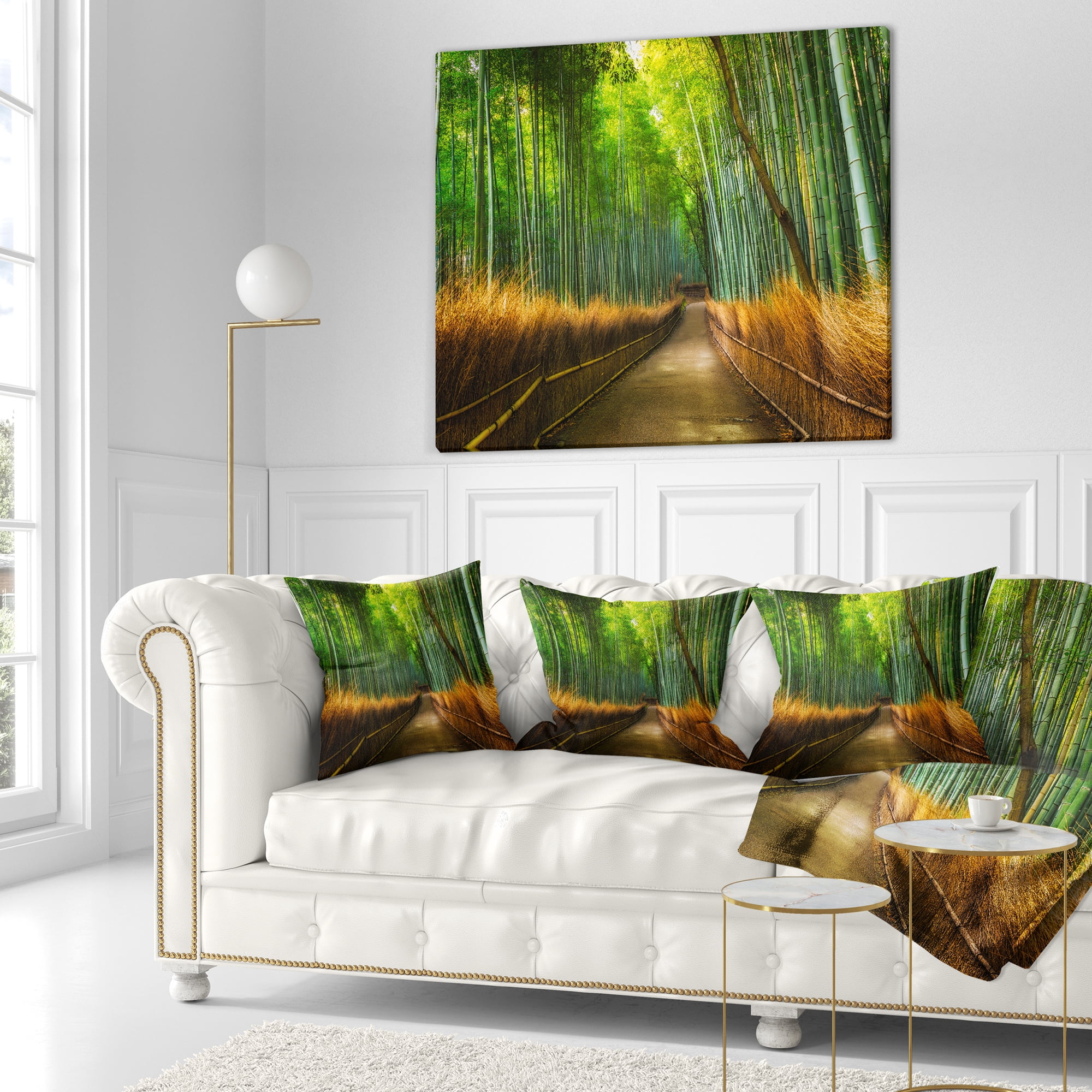 Designart Arashiyama Bamboo Grove Japan - Oversized Forest Throw Pillow - 16x16