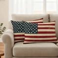 thumbnail image 3 of 2 Pack Outdoor Waterproof Throw Pillows, USA Flag Stars and Stripes Decorative Rectangle Pillow Case Patio Pillows for Chair Couch Sofa 20x12in, 3 of 9