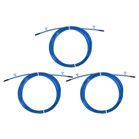 Uxcell 10Ft Speed Jump Rope Replacement Cable 2.5mm Professional Skipping Rope Steel Wire Replace Blue 3 Pcs