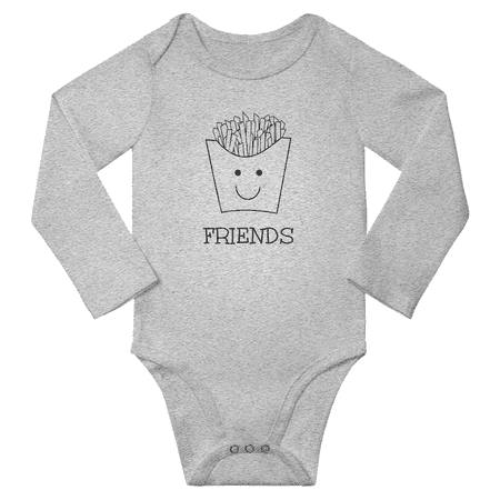 

Best Friends French Fries Funny Announcement Baby Long Sleeve Bodysuit Unisex (Gray 18-24M)