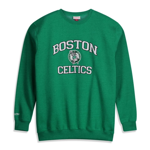 Men's Mitchell & Ness Heather Kelly Green Boston Celtics Hardwood Classics Big & Tall Crewneck Sweatshirt
