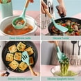 thumbnail image 2 of NewHome 11Pcs Silicone Cooking Utensil Set Heat Resist Wooden Handle Silicone Spatula Turner Ladle Spaghetti Server Tongs Spoon Egg Whish Kitchenware Set w/ H, 2 of 4