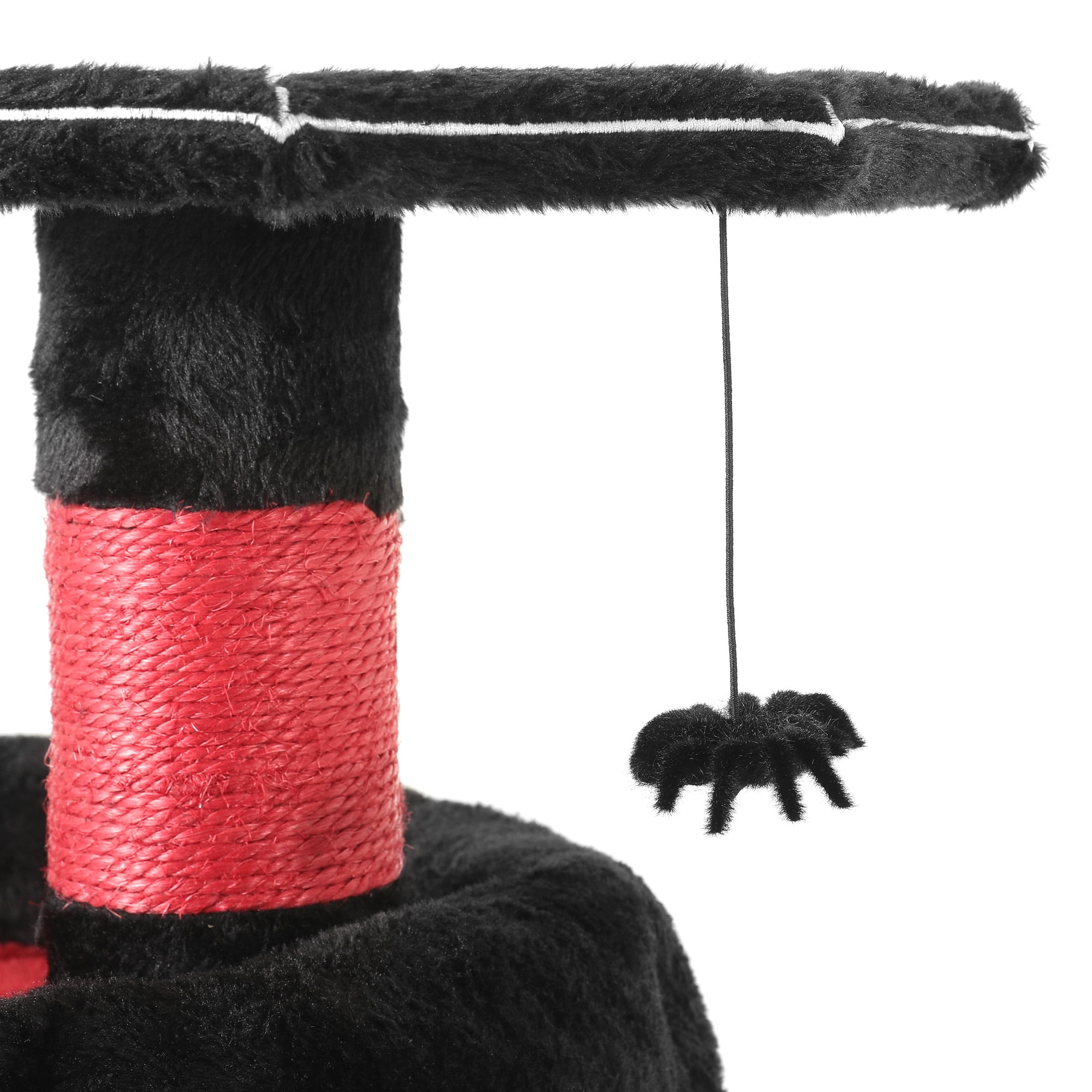 Homiflex Cat Tree for Automatic Litter Box, 67''H Cat Tower with Litter Box Enclosure, Scratching Post, Hooks, Halloween Style, Black/Red