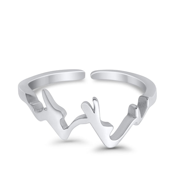6mm - Mountains Toe Band Ring 925 Sterling Silver Thin Adjustable Stylish Rings for Women