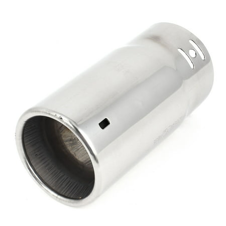 Unique Bargains Car 70mm Rolled Round Tip Straight Stainless Steel Exhaust Muffler Tail