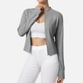 thumbnail image 5 of felwors Women's Stand-Up Collar Stretchy Slim-Fit Yoga Jacket - Long-Sleeved with Thumbholes, Zippered for Sports, Running & Fitness Grey, XXL, 5 of 8