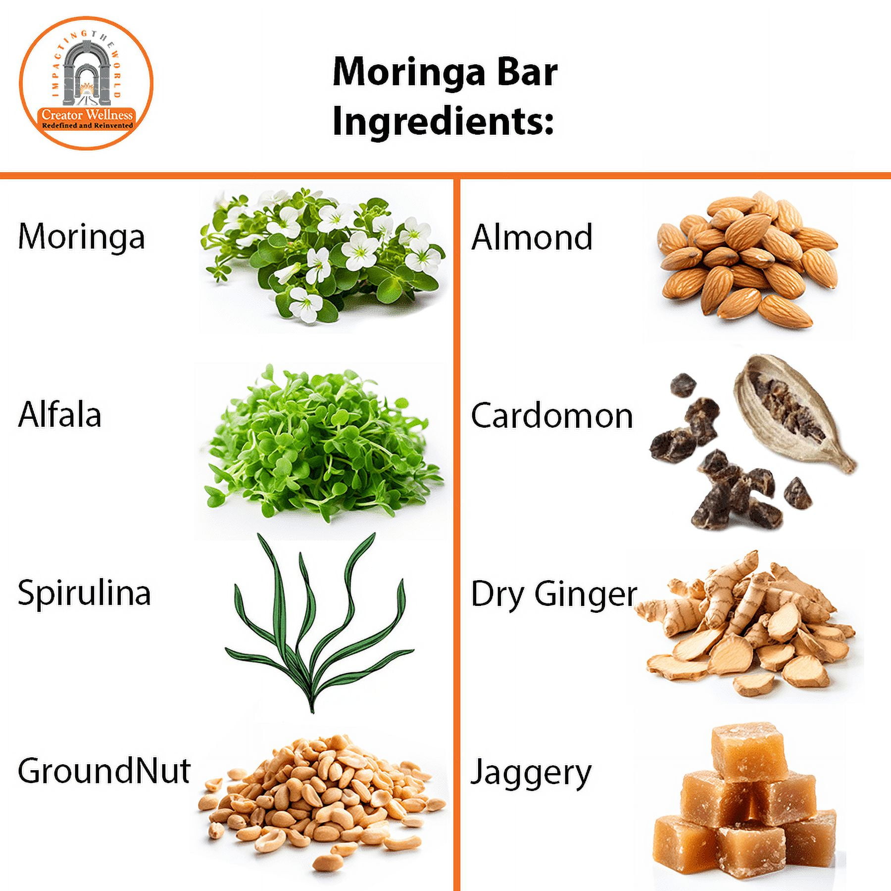 Creator Wellness Moringa Protein and Energy Bars, 10 Count.