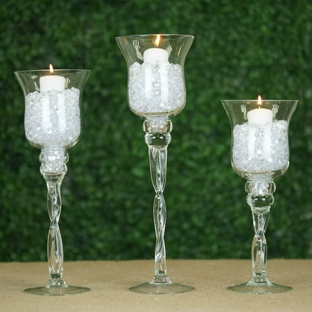 Balsacircle Set Of 3 Clear Hurricane Long Glass Candle Holders