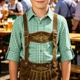 thumbnail image 2 of Byoo Big Boys Gingham Button Up Shirt Roll Sleeve Lapel Collar Long Sleeve Bavarian Top Oktoberfest Button Down Shirt, 2 of 6