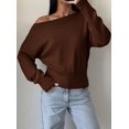 thumbnail image 3 of PRETTYGARDEN Womens Off The Shoulder Sweater Fall Fashion Soft Stretchy Knit Fabric, Batwing Long Sleeve Cinched Waist Cropped Sweaters, Date Night Outfit, Asymmetrical Going Out Tops, 3 of 8