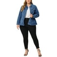 thumbnail image 2 of Agnes Orinda Women's Plus Size Fashion Outerwear Long Sleeve Button Denim Jacket 2X Denim Blue, 2 of 6