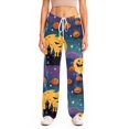 thumbnail image 5 of Zydvens Women Halloween Pajama Pants Wide Leg Lounge Wear with Pockets Soft Elastic Waist Drawstring Sleepwear Bottoms Bloody Handprint Red Moon Costume Cosplay S-3XL, 5 of 7