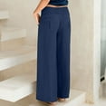 thumbnail image 4 of Women‘s Cotton and Linen Trousers Loose Large Size Wide Leg Pants with Pockets, 4 of 7