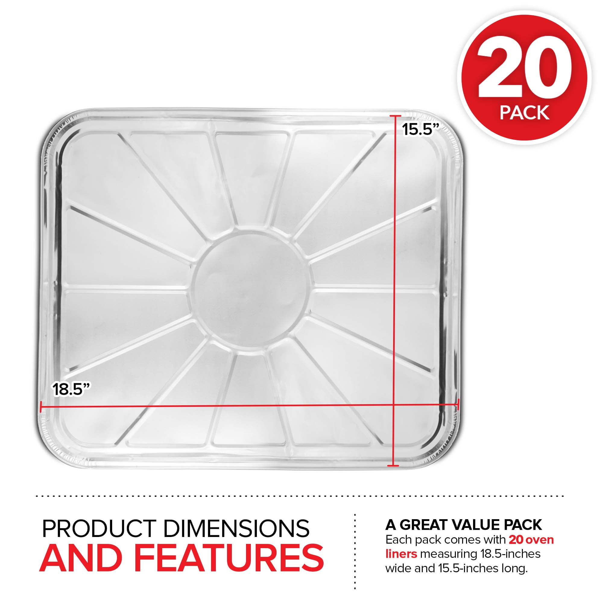 Disposable Foil Oven Liners (20 Pack) Aluminum Foil Oven Liners for Bottom of Electric Oven & Gas Oven, Reusable Oven Drip Pan Tray for Cooking & Baking, Disposable Baking Mats - Stock Your Home