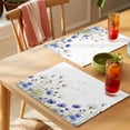 thumbnail image 4 of Placemat Set of 6 Purple White Flowers Placemats for Dining Table Watercolor Plant Bird Washable Table Mats for Kitchen and Party Decor Indoor & Outdoor Use, 4 of 8
