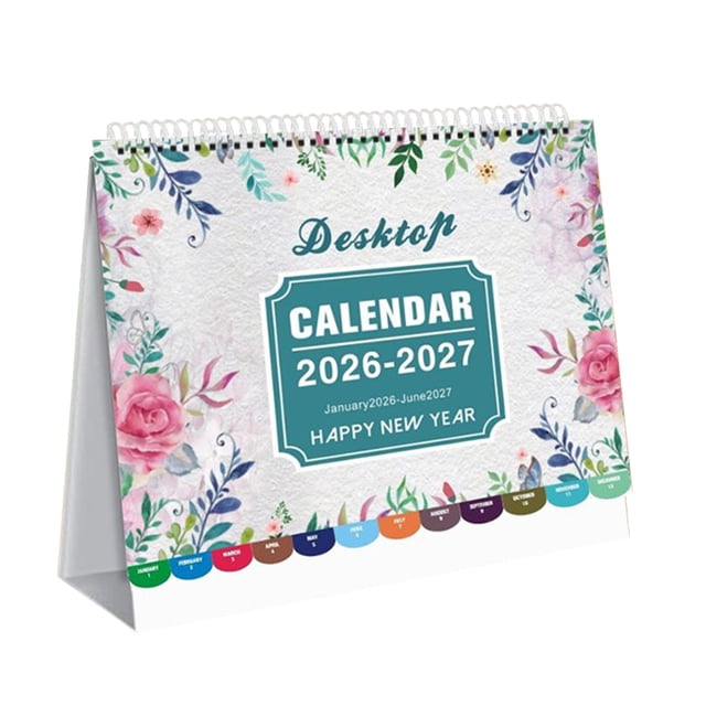 Calendrier de Bureau à Domicile 2026 à 2027 Calendrier Autonome de 18 Mois à Pages Rabattables Décor Fournitures de Bureau à Domicile Fournitures de Bureau pour les Fêtes aux États-Unis