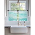 thumbnail image 3 of Sheer Curtains 45 Inch Length 2 Panels Set for Kitchen, Aqua Ombre Mountain Semi Sheer Curtains for Windows, Nature Abstract Art Marble Gradient Voile Window Treatments Rod Pocket Curtain, 3 of 7