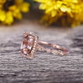 thumbnail image 5 of Milgrain Art Deco 1.50 Carat Cushion Cut Morganite Engagement Ring With 10k Rose Gold Shining Sparkling Halo, 5 of 6