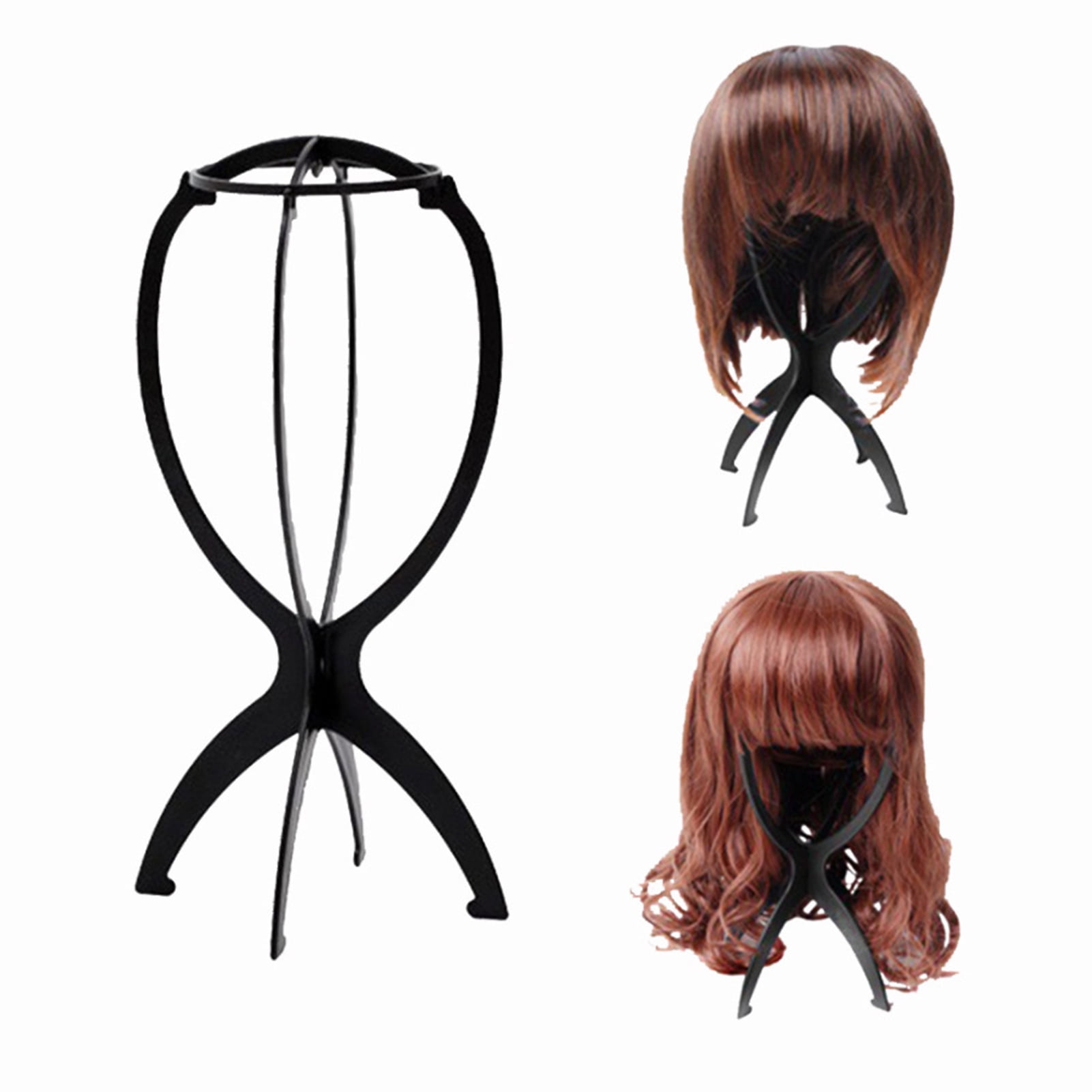 Travelwant 2Pcs/Set Wig Stand Holder, Premium Portable Collapsible Wig Holder for Multiple Wigs, Durable Wig Stands for Women, Size: One size, Black