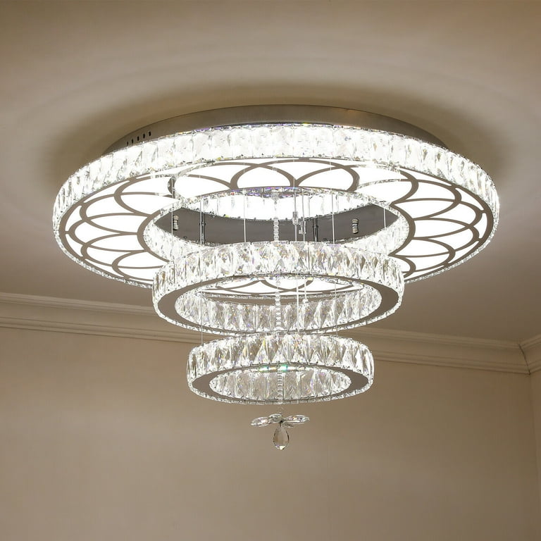 Miumaeov 23.6'' Modern Large Crystal Chandelier Round Ring