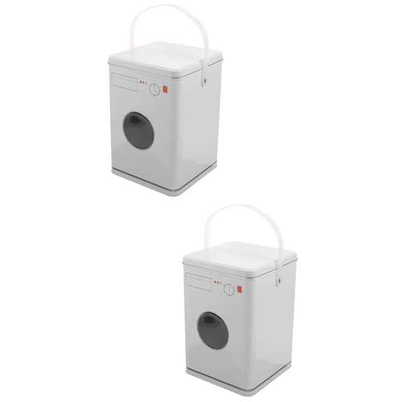 unbranded 2pcs Large Capacity Laundry Powder Detergents Container Washing Machine Shaped Metal Powder Box Detergents Case