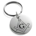 thumbnail image 1 of Stainless Steel Freemasons Masonic Compass Engraved Small Medallion Circle Charm Keychain Keyring, 1 of 1