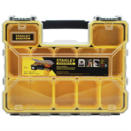 UPC: 0076174975185 | Stanley FMST14820 14.5 in. x 17.4 in. x 4.5 in. FATMAX Deep Pro Organizer – Yellow/Black/Clear