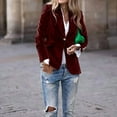 thumbnail image 2 of MORTTIC Women's Elegant Blazer - Single Button Long Sleeve Jacket, Spring/Fall Office & Casual Wear Wine Red XXL, 2 of 5