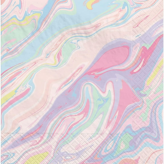 Pastel Marble Paper Beverage Napkins 40 Per Pack