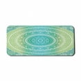 thumbnail image 1 of Teal and Lime Computer Mouse Pad, Ombre Mandala Pattern with Flower and Petals Hippie Style Art, Rectangle Non-Slip Rubber Mousepad X-Large, 35" x 15" Gaming Size, Teal Lime and White, by Ambesonne, 1 of 2