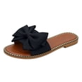 thumbnail image 3 of Domuza Women's Bow Knot Slides Open Toe Flat Sandals 2026 Summer Slip On Slippers Black 8（EU-40）, 3 of 6