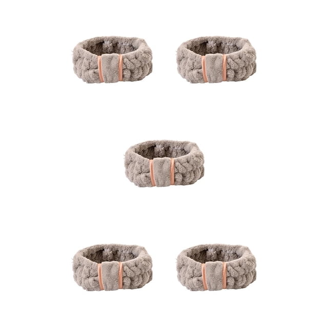 Minnieouse Bandas para el cabello de cara ajustable Coral Fleece Diadema Artículos para el hogar Accesorios de peinado para Spa Cuidado de la piel Gris 5piezas Minnieouse CBP256507