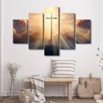 thumbnail image 2 of TISHIRON 5PCS Framed Christian Theme Canvas Wall Art Set,50"x24" Jesus Crucifix Dawn Dawns Wall Canvas Art Decor, 2 of 7