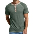 thumbnail image 4 of JWD Classic henley style Three button henley closure, Mens Henley Short Sleeve T-Shirt Cotton Casual Shirt Mens ShirtsSummer Daily T-Shirts Green XL, 4 of 7