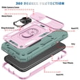 thumbnail image 2 of JTCASES for iPhone 11 Case, Sliding Camera Cover+ Rotating Ring Kickstand + Magnetic Car Mount + Inside Card Holder, Bracket Shockproof Frame Anti-drop PC TPU Heavy Duty Protection, Pink/Green, 2 of 11