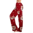 thumbnail image 2 of Women's Drawstring Christmas Printed Casual Pants, Long Trousers with Elastic Waist for Comfortable Wear, Festive Design for Holiday Season,Deep Red,2XL, 2 of 6