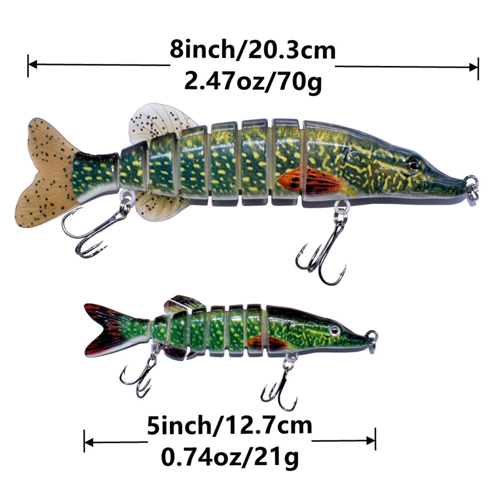 Fishing Lure Bait Swimbait Crankbait for Bass Trout Sunfish Catfish Fishhook Lifelike Muskie Fish Fishing Tackle 5inch 8inch