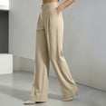 thumbnail image 4 of Ninixx Womens High Waist Pinstripe Dress Pants Straight Leg Pleated Front Trousers with Pockets for Work, 4 of 9