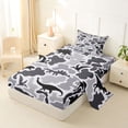 thumbnail image 2 of Feelyou Gray Camo Dinosaur Twin Sheet Sets for Male Goods, Kawaii Silhouette Wildlife Bedding, Black Grey, 3-Piece, 2 of 5