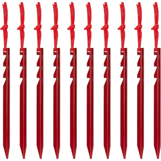 Estacas de aluminio para carpas, 10 unidades, estacas de aluminio para carpas, estacas de metal de triple viga resistentes, estacas para mochileros, tiendas de campaña, hamacas y toldos, bricolaje