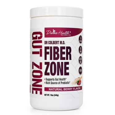 Dr Colbert MD Fiber Zone Powder | Berry Flavor | Prebiotics, Isoluble & Soluble Fiber | Psyllium Husk | Inulin | Recommended in Keto Zone Diet & Healthy Gut Zone | 19 oz