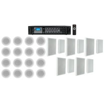 Rockville 6-Zone Amp 16) 5" White Ceiling 10) Wall Restaurant/Bar/Cafe Speakers