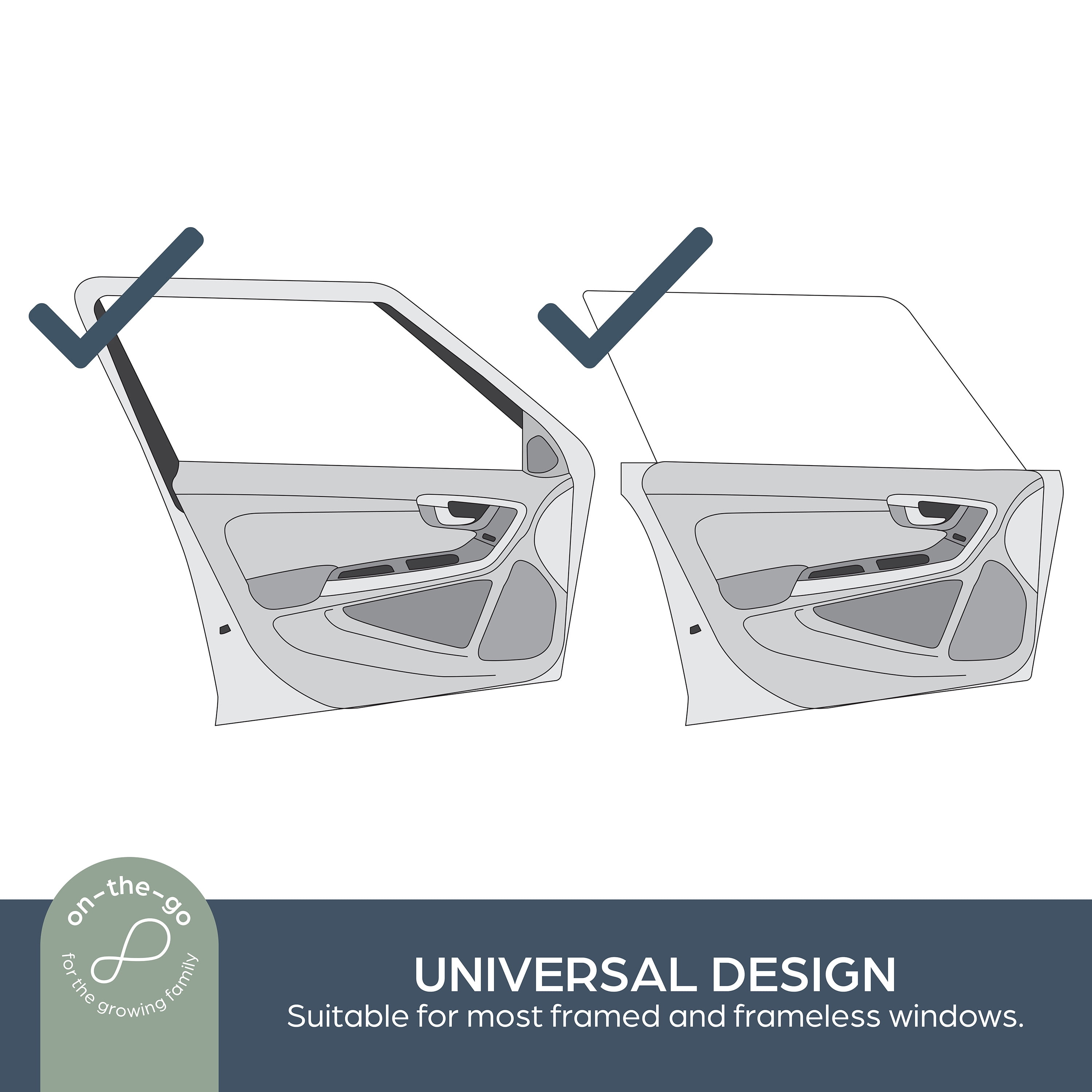 Dreambaby Fitover Car Window Sun Shades for Baby Stretchable Window Covers- 2 Pack, Black L1285