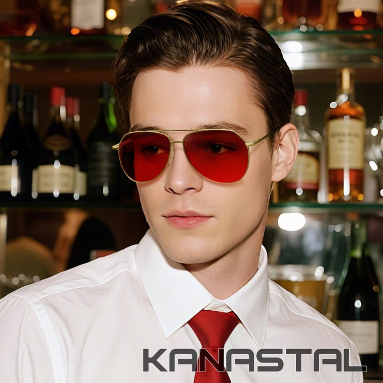 Kanastal Polarized Aviator Sunglasses, Gold & Red photo 6