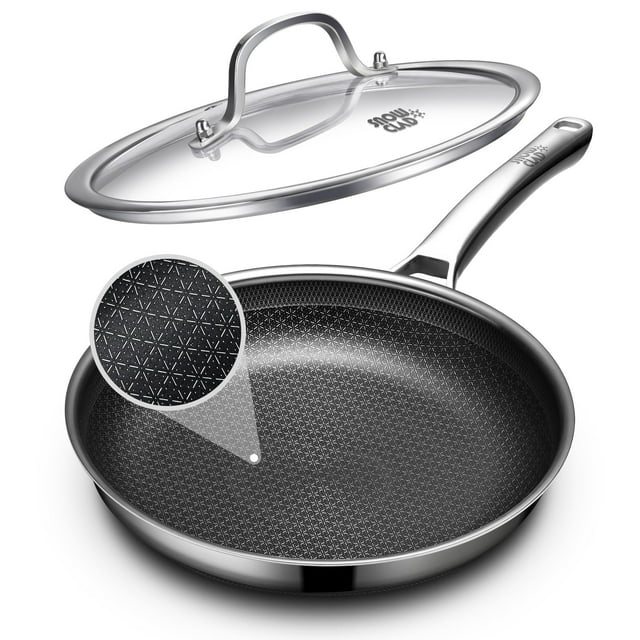 Oatofp Non Stick Frying Pans With Lid 12 Inch Hybrid Frying Pans Nonstick Non Stick Stainless Steel Skillets Dishwasher And Oven-Safe Chef Pan Induction Compatible Cooking Pan Pfoa Free Cookware